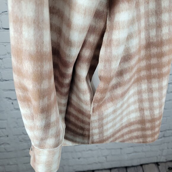 Zara Tan Check Oversized Boxy Snap Up Shacket Lightweight Jacket Size Medium M - Picture 12 of 16